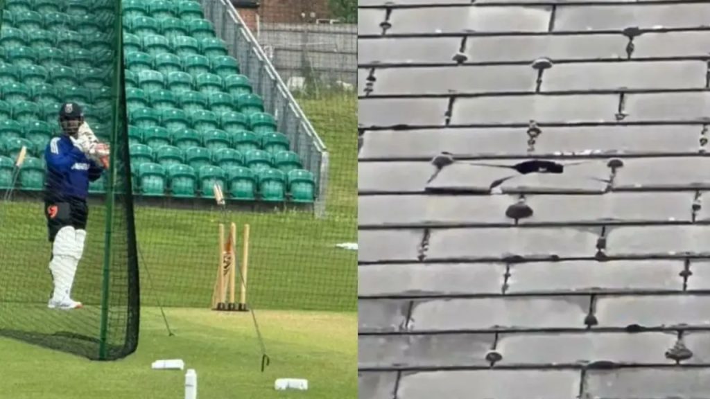 Rishabh Pant’s huge six smashes through the roof of Lord’s Stadium.